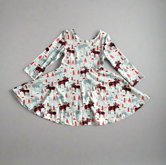 Snowy Reindeers (moose) Dress