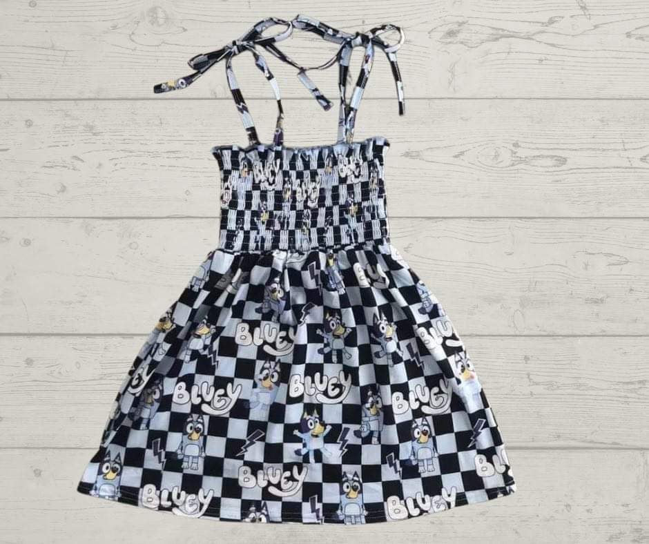 Bluey checkered summer tie dress