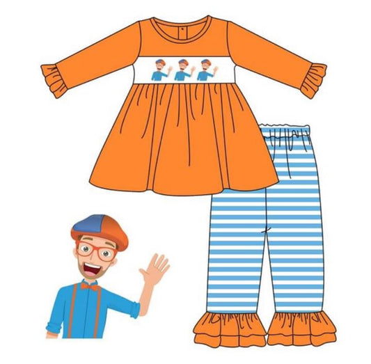 Glasses blue and orange Ruffle Set