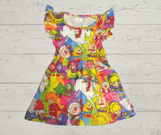 Rainbow Bright flutter sleeve dress