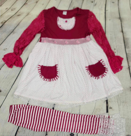 Red dots & stripes dress