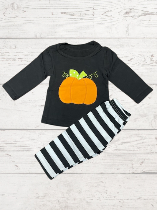 Pumpkin stripes pants set