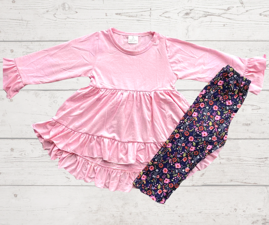 Pink ruffle floral set