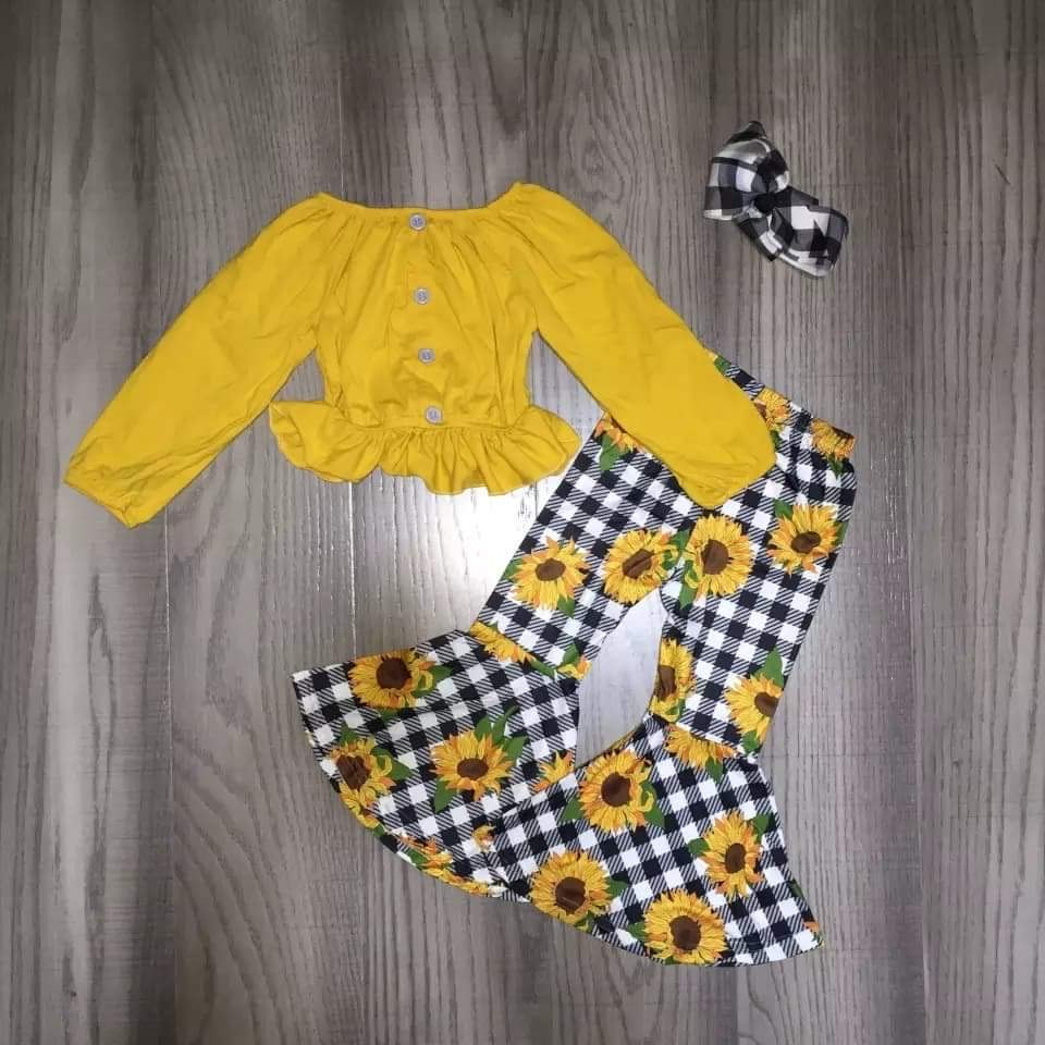 Gingham Sunflower Peplum Bella Set