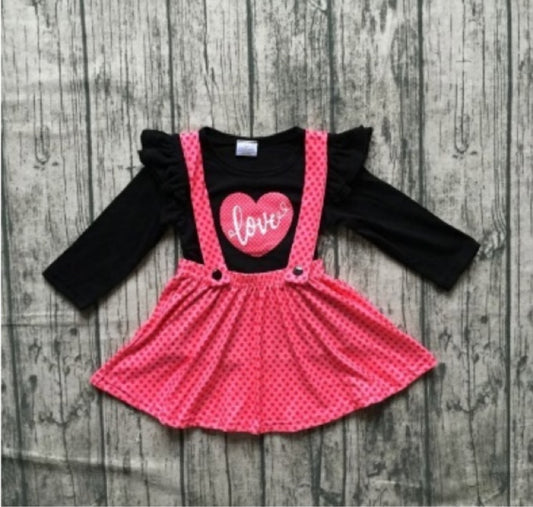 Polka Dot Love Suspender Skirt Set