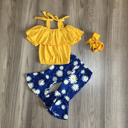 Navy/Mustard Daisy Bell Capri Set